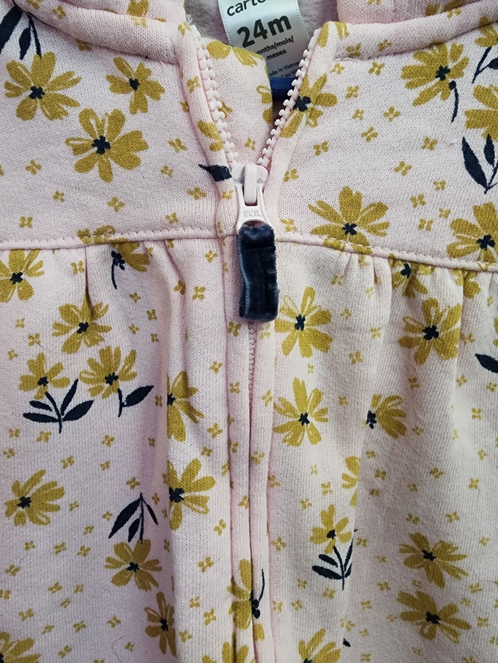 Carter's Pink Infant Top with Navy Trim - Picture 2 of 4